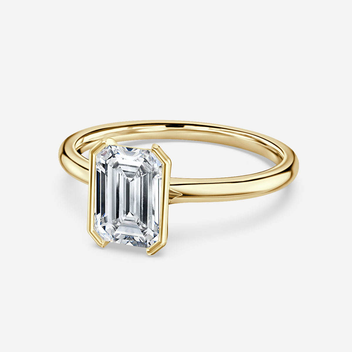 Augusta Emerald Bezel Lab Grown Diamond Engagement Ring