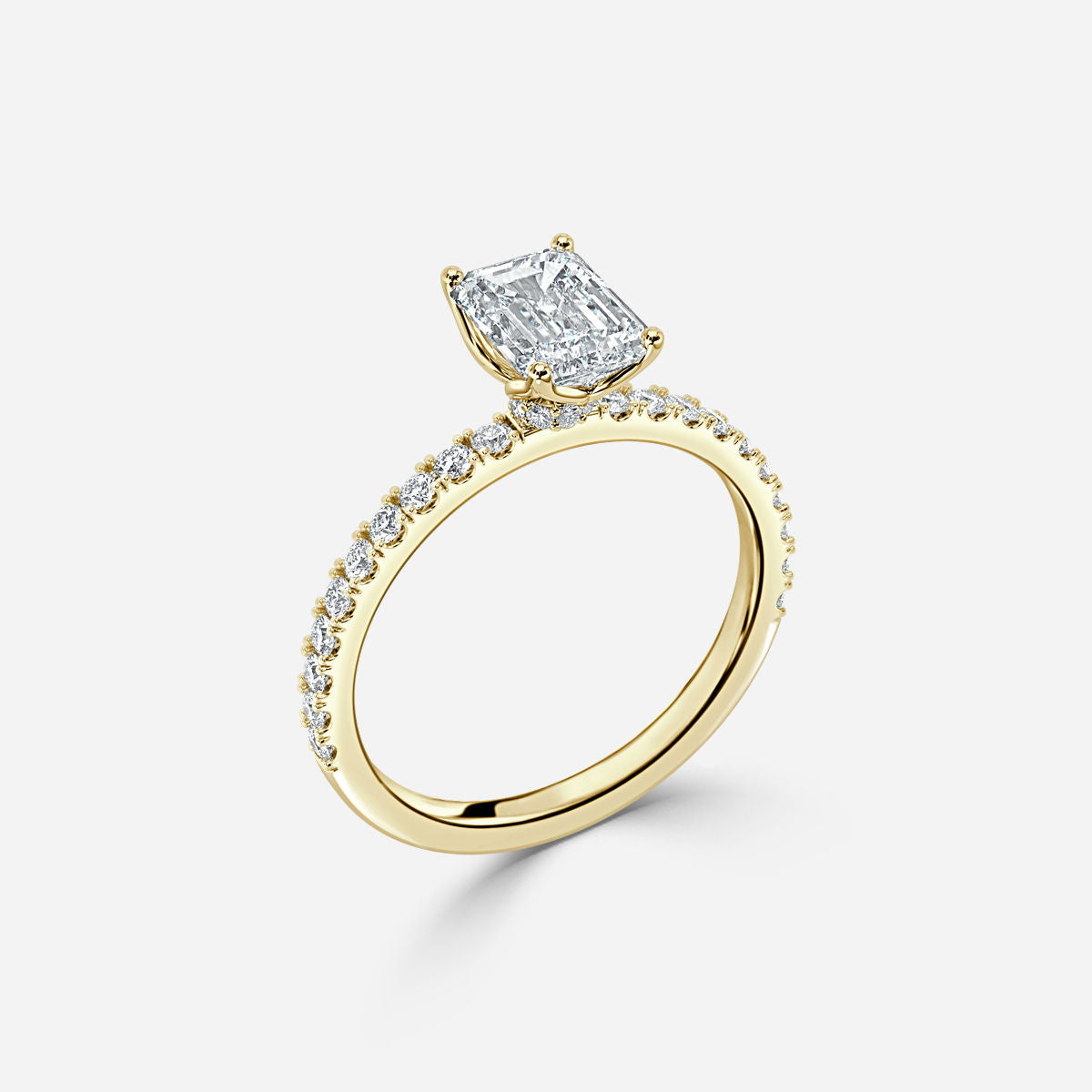 Nhẫn đính hôn kim cương nuôi cấy trong phòng thí nghiệm Lepidus Emerald Hidden Halo
