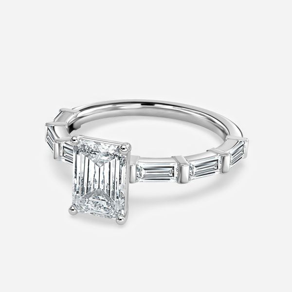 Nhẫn đính hôn kim cương nhân tạo Kate Emerald Diamond Band