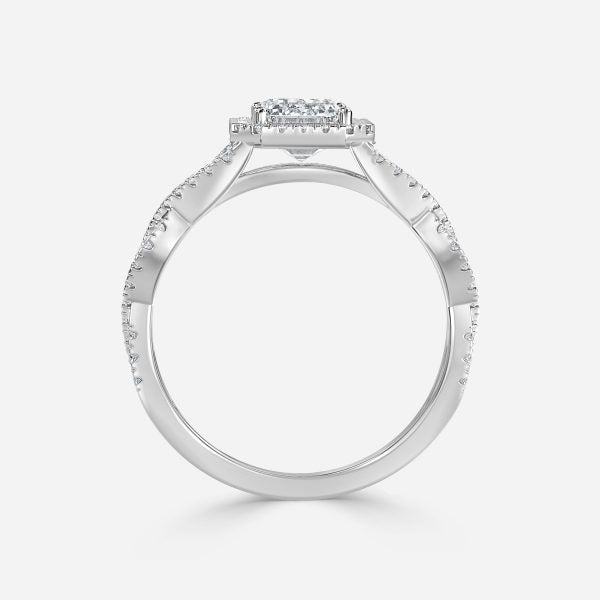Victoria Emerald halo Lab Grown Diamond Engagement Ring