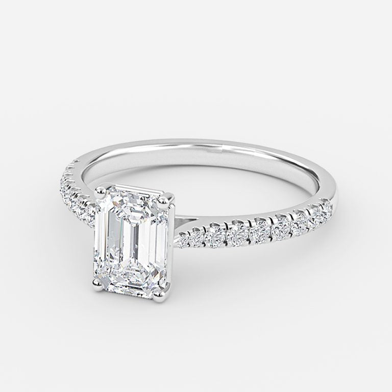 Aradia Emerald Diamond Band Engagement Ring