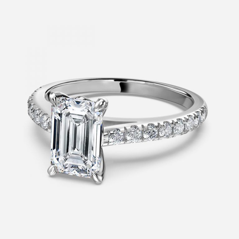 Angel Emerald Diamond Band Lab Grown Diamond Engagement Ring