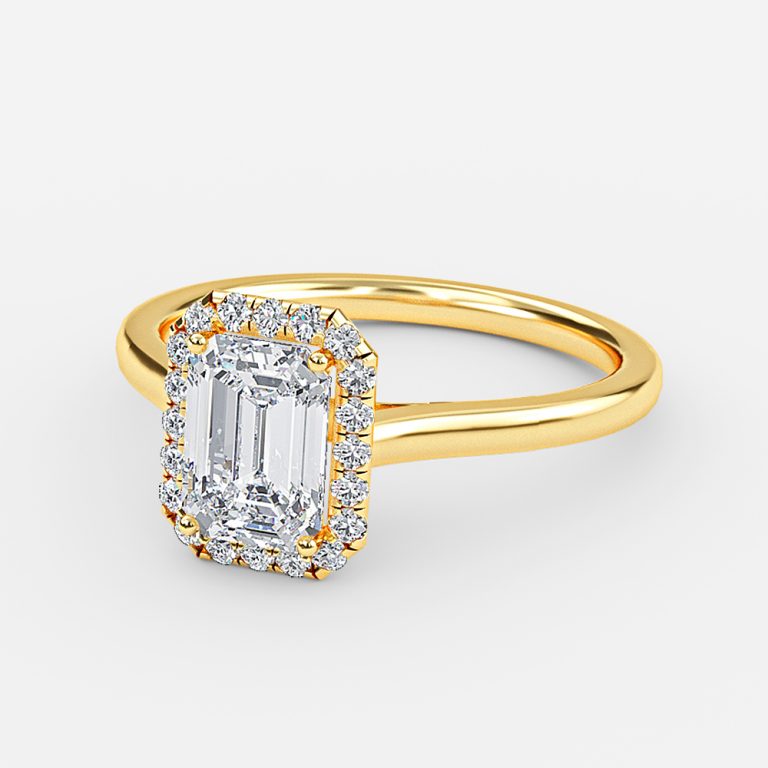 Levi Emerald Halo Lab Created Diamond Engagement Ring