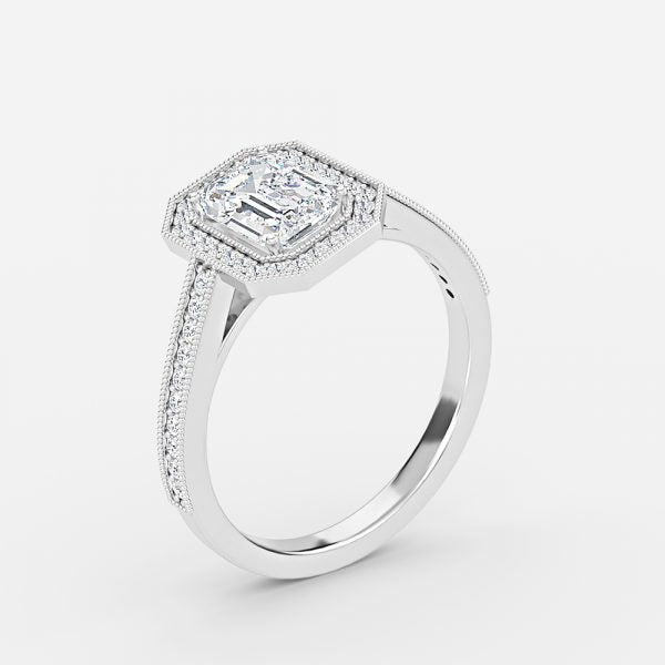 Elswin Emerald Halo Lab Grown Diamond Engagement Ring