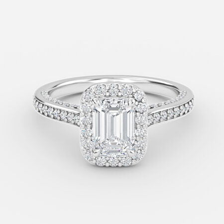Nhẫn đính hôn kim cương nhân tạo Ayana Emerald Halo