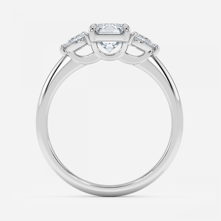 Nhẫn đính hôn kim cương nhân tạo Renai Emerald ba viên