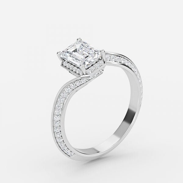 Nhẫn đính hôn kim cương nuôi cấy trong phòng thí nghiệm Aria Emerald Hidden Halo
