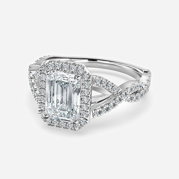 Victoria Emerald halo Lab Grown Diamond Engagement Ring
