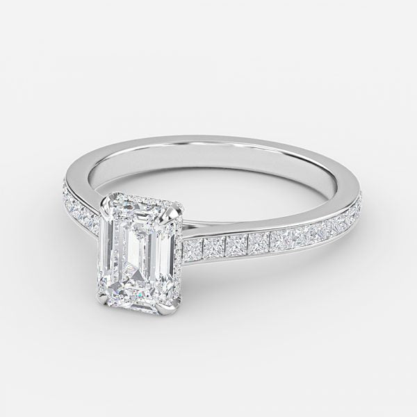 Mithrial Emerald Hidden Halo Lab Grown Diamond Engagement Ring