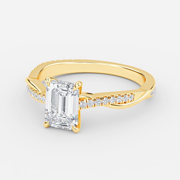Nefereti Emerald Diamond Band Engagement Ring