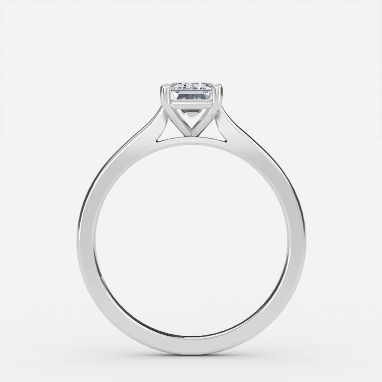 Lotus Plain Emerald Solitaire Lab Created Diamond Engagement Ring