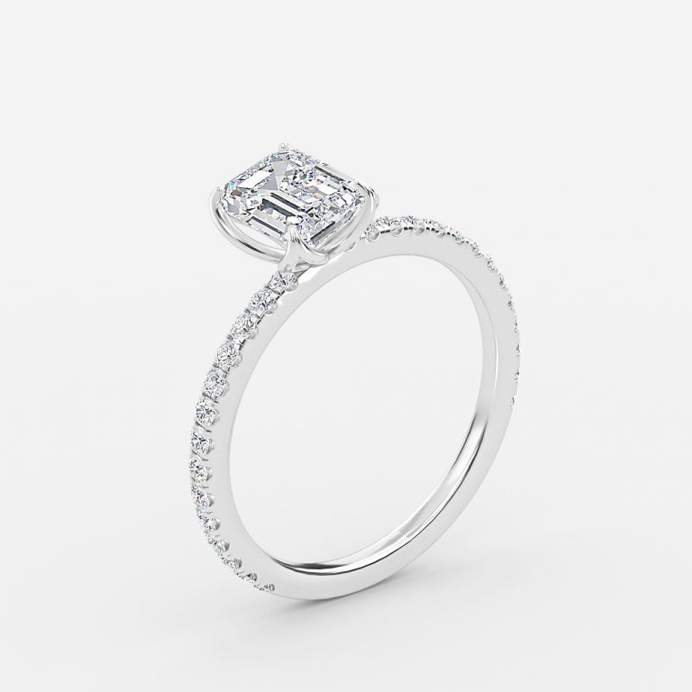 Moonlight Emerald Diamond Band Engagement Ring