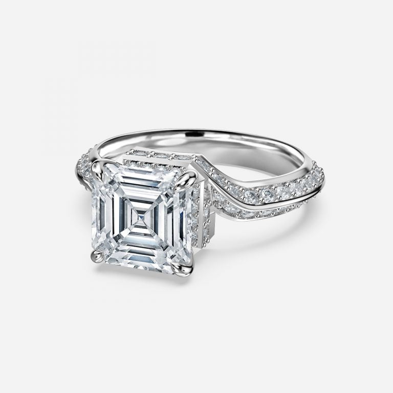 Aria Asscher Hidden Halo Lab Created Diamond Engagement Ring