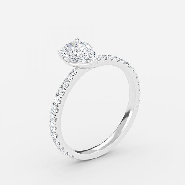 Crown Pear Side Diamond Engagement Ring