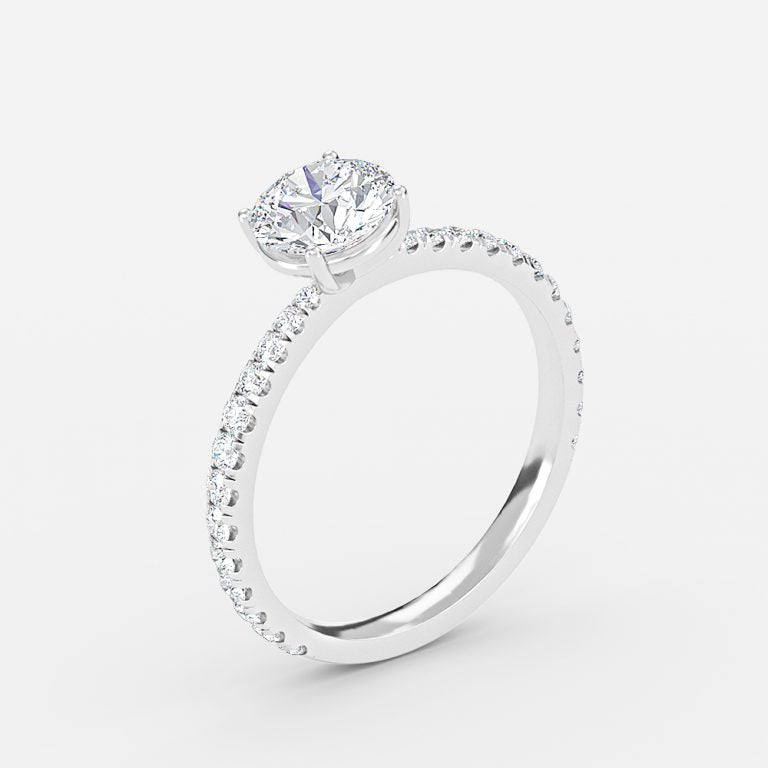 Crown Lab Grown Diamond Round Side Stone Engagement Ring