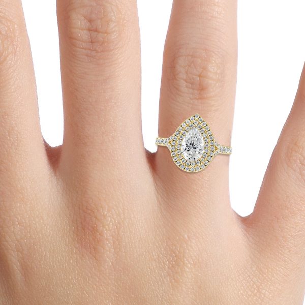 Zina Pear Halo Lab Grown Diamond Engagement Ring