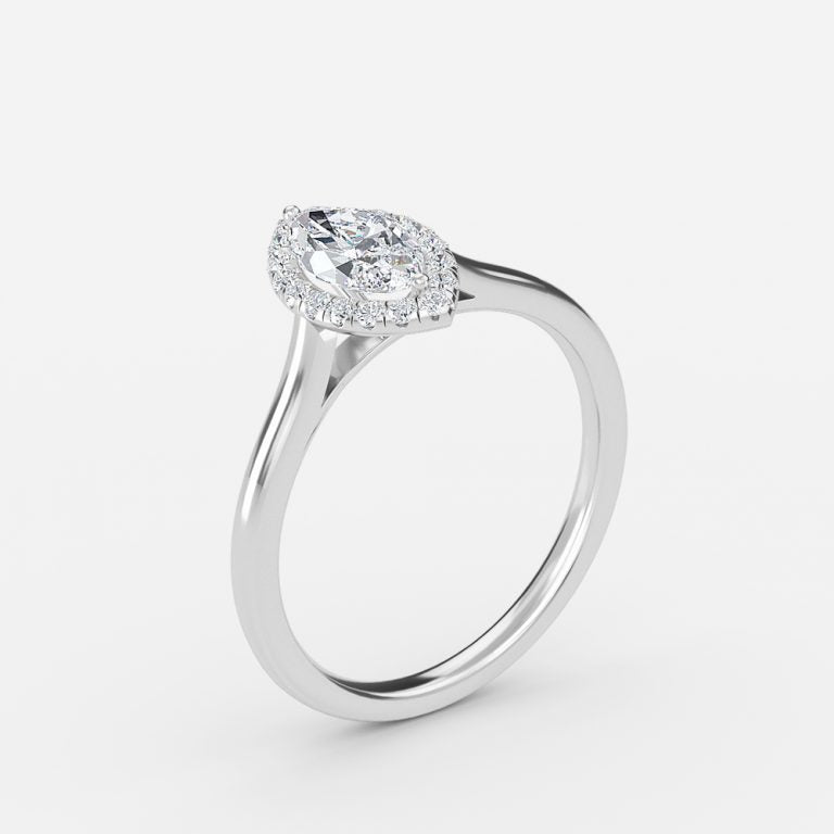 Henssy Marquise Halo Lab Grown Diamond Engagement Ring