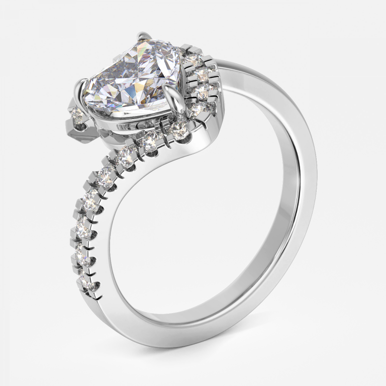 Nhẫn đính hôn kim cương nhân tạo Neto Heart Halo
