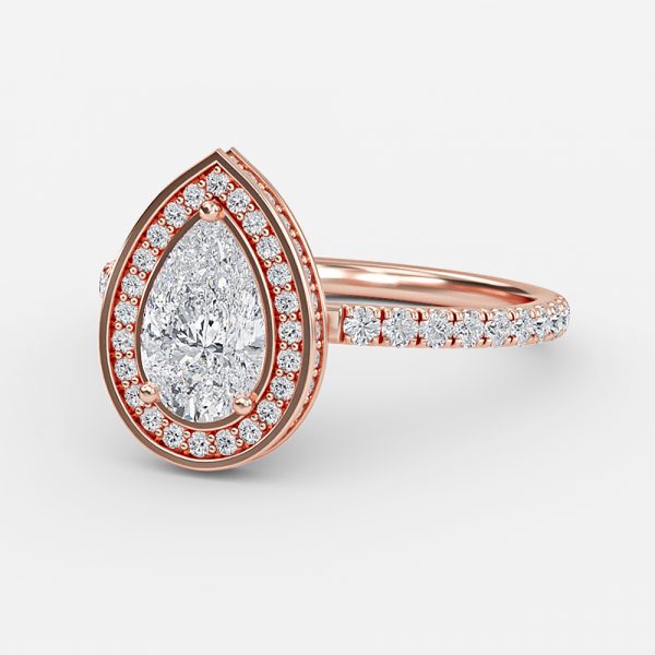 Nhẫn đính hôn kim cương nhân tạo Halo của Jennifer Pear