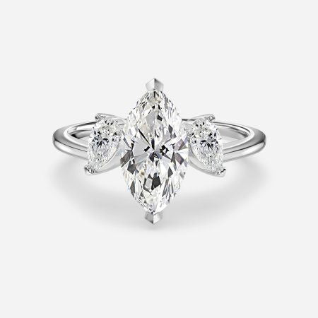 Nhẫn đính hôn kim cương nhân tạo ba viên Freya Marquise