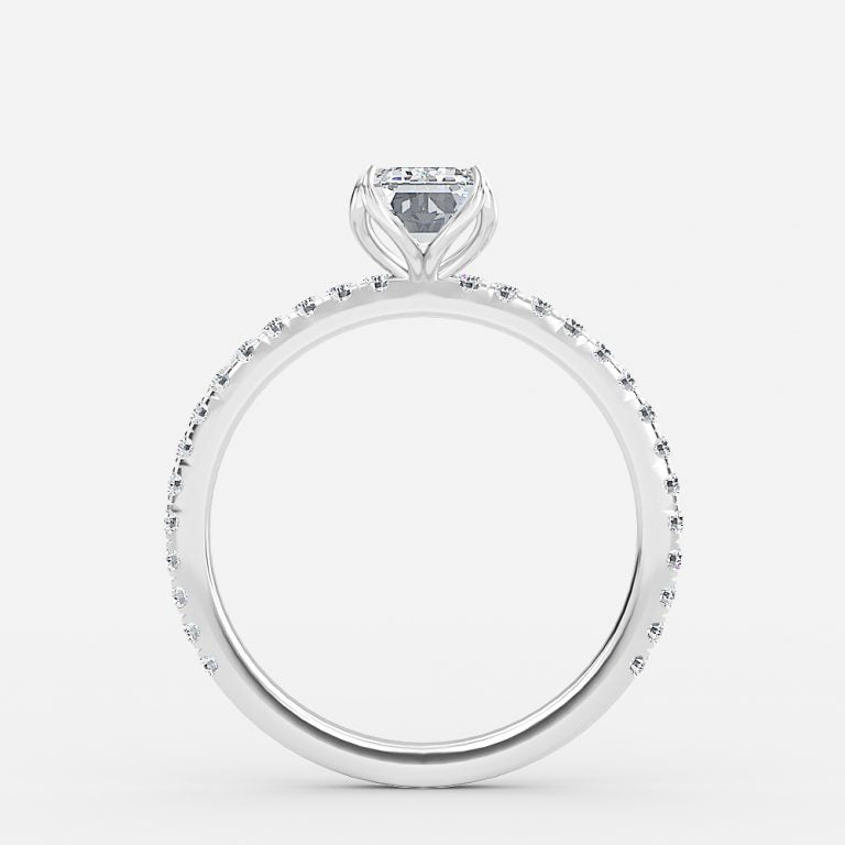 Moonlight Emerald Diamond Band Engagement Ring