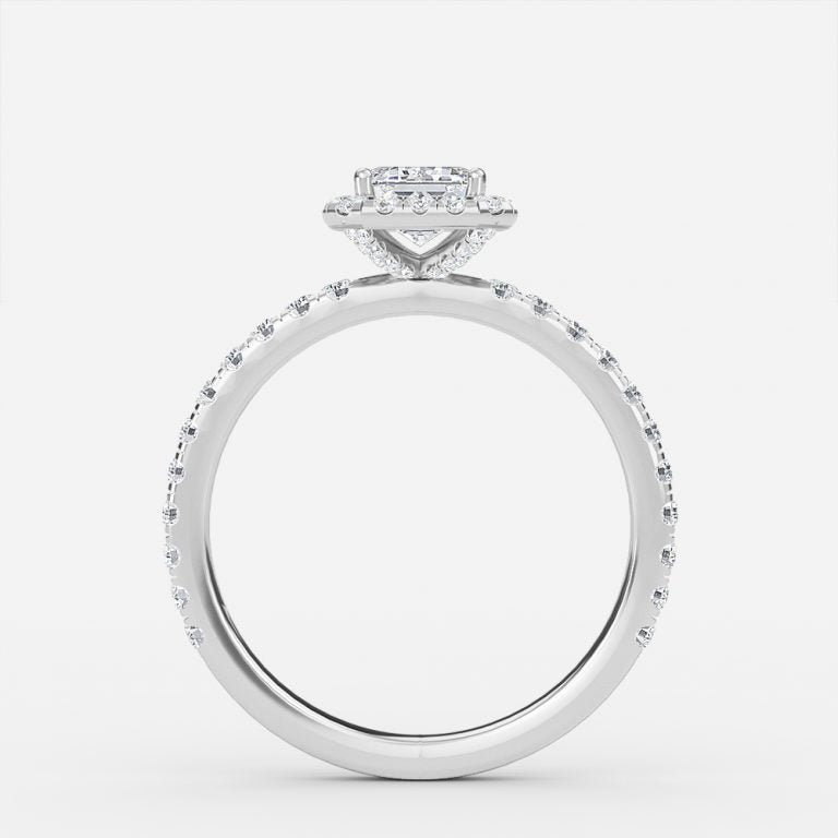 Lillian Emerald Halo Lab Created Diamond Engagement Ring
