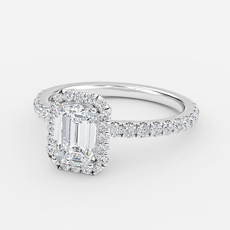 Lillian Emerald Halo Lab Created Diamond Engagement Ring
