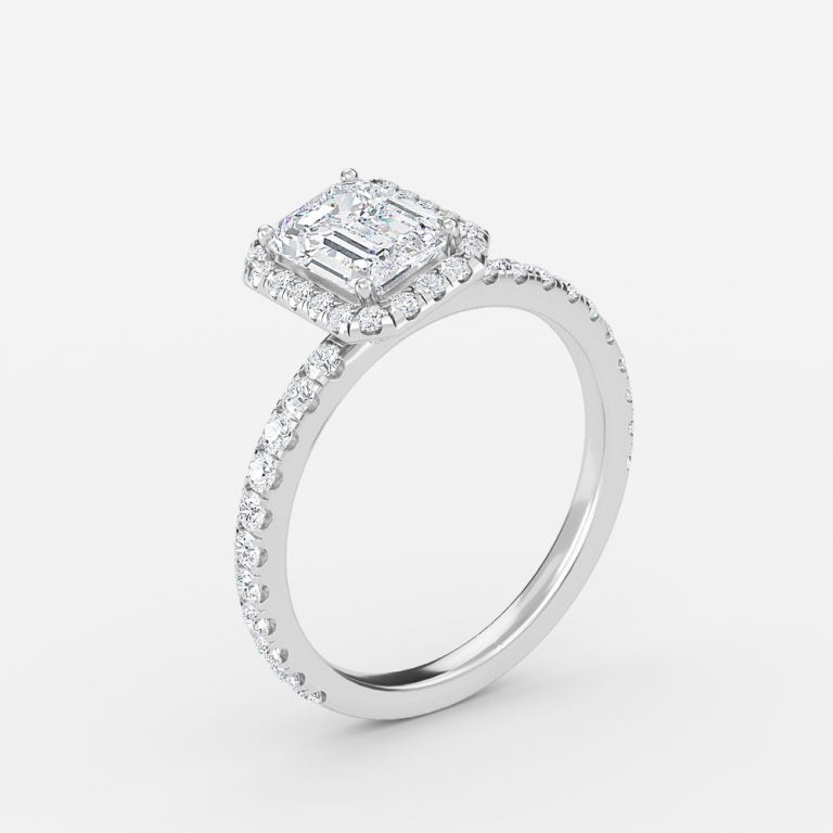 Lillian Emerald Halo Lab Created Diamond Engagement Ring