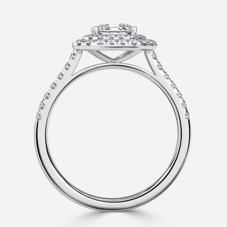 Nhẫn đính hôn kim cương nhân tạo Laila Asscher Halo