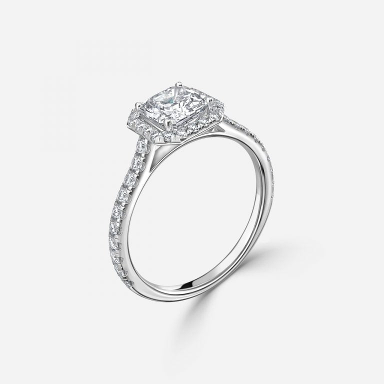 Henssy Asscher Halo Lab Created Diamond Engagement Ring