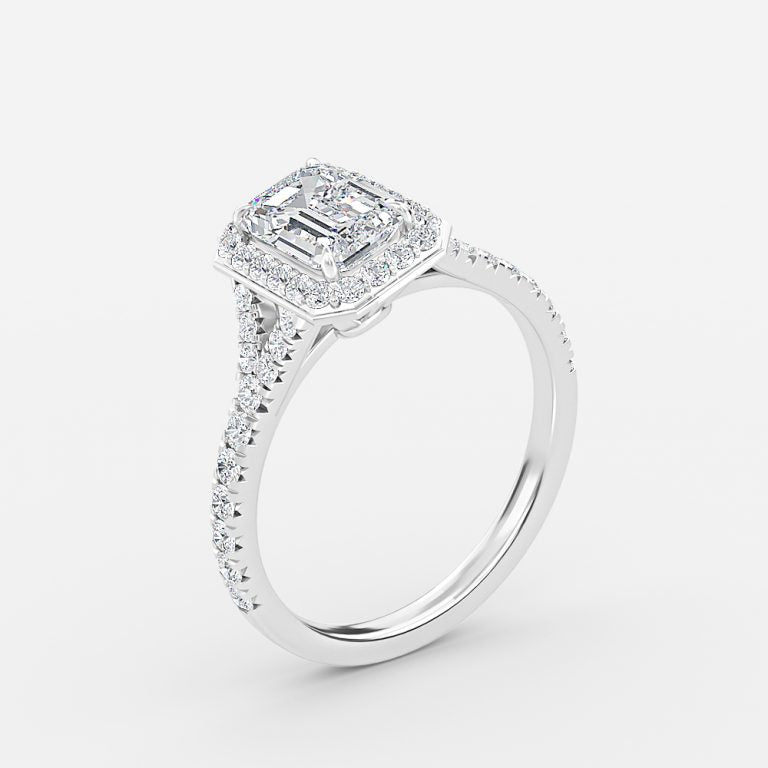 Chelsea Emerald Halo Lab Created Diamond Engagement Ring