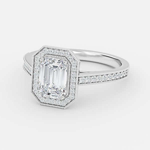 Elswin Emerald Halo Lab Grown Diamond Engagement Ring