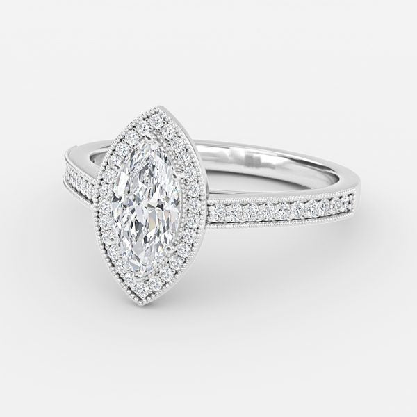 Elswin Marquise Halo Lab Grown Diamond Engagement Ring