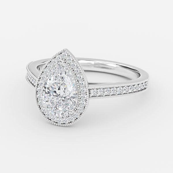 Elswin Pear Halo Lab Grown Diamond Engagement Ring
