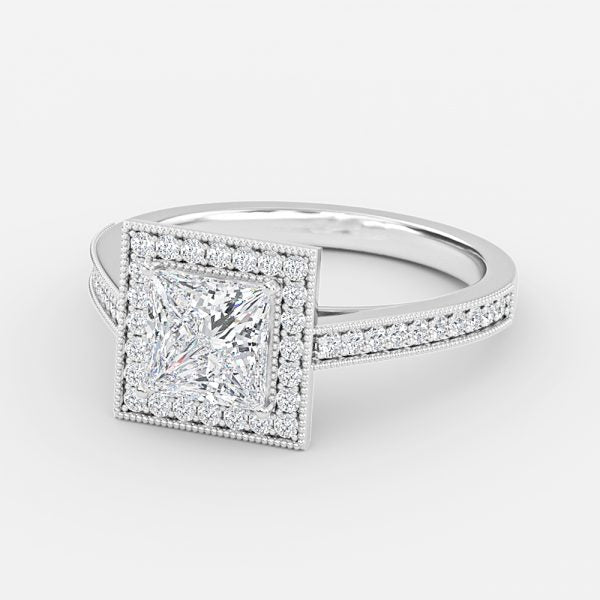 Elswin Princess Halo Lab Grown Diamond Engagement Ring