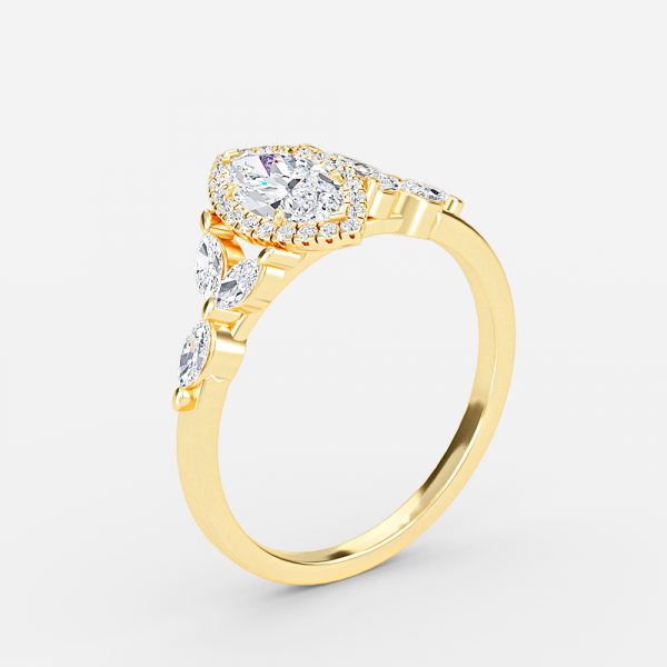 Nhẫn đính hôn kim cương nhân tạo Francis Marquise Halo