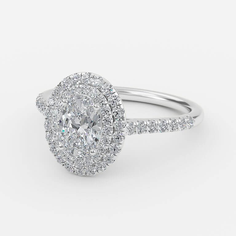 Nhẫn đính hôn kim cương nhân tạo Laila Oval Halo