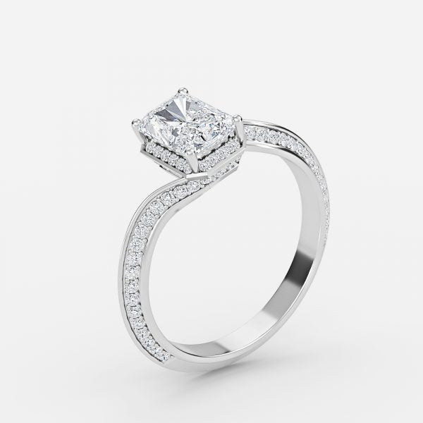 Nhẫn đính hôn kim cương nhân tạo Hidden Halo Radiant của Aria