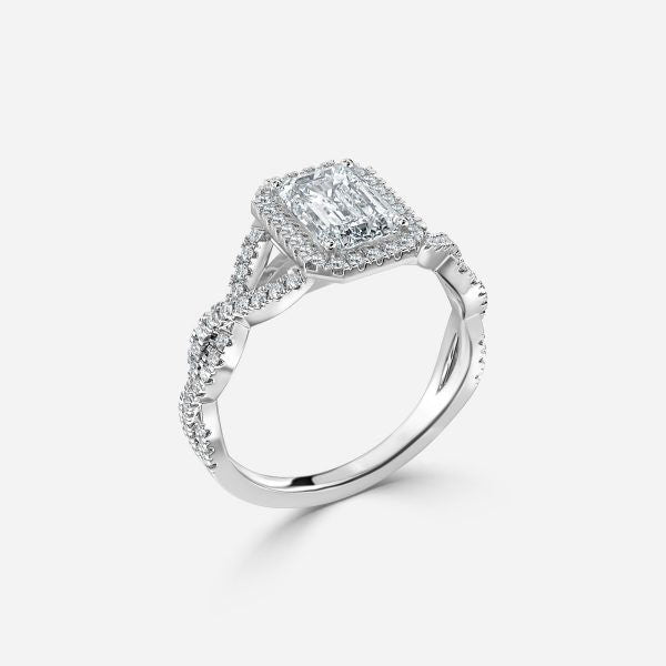 Victoria Emerald halo Lab Grown Diamond Engagement Ring
