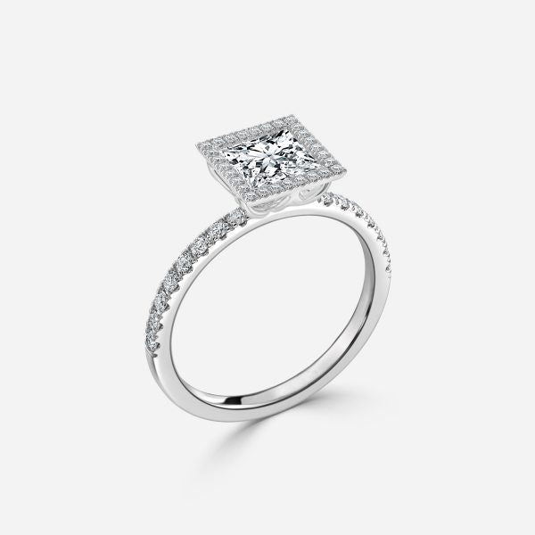 Nhẫn đính hôn kim cương nhân tạo Nefta Princess Halo