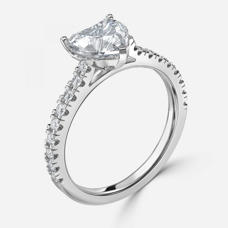Ella Heart Side Diamond Engagement Ring