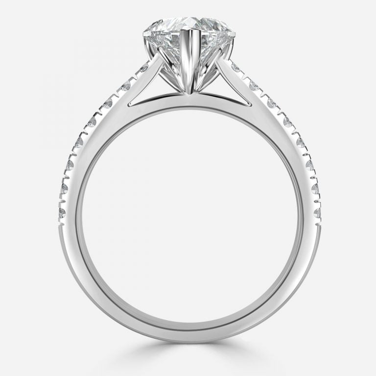 Angel Heart Side Diamond Engagement Ring