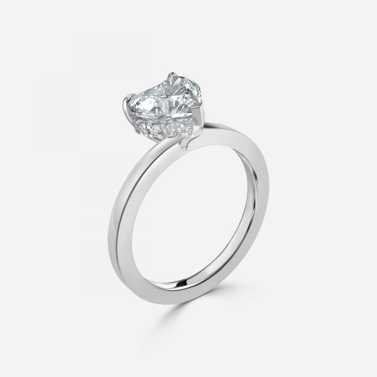 Chloe Heart Lab Created Diamond Hidden Halo Engagement Ring