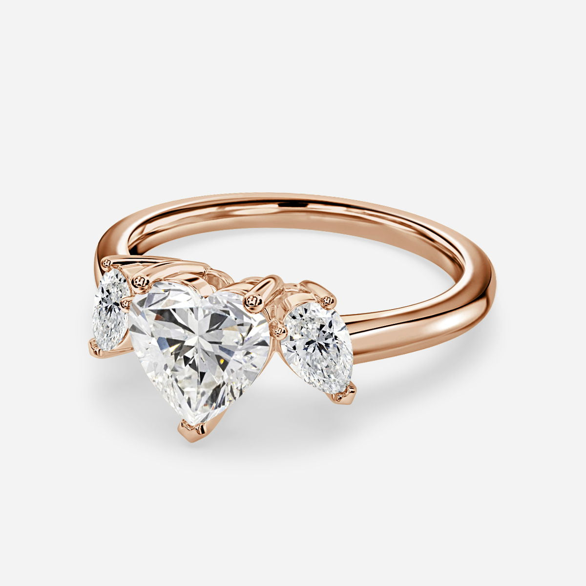 Freya Heart Lab Created Diamond Three Stone Engagement Ring