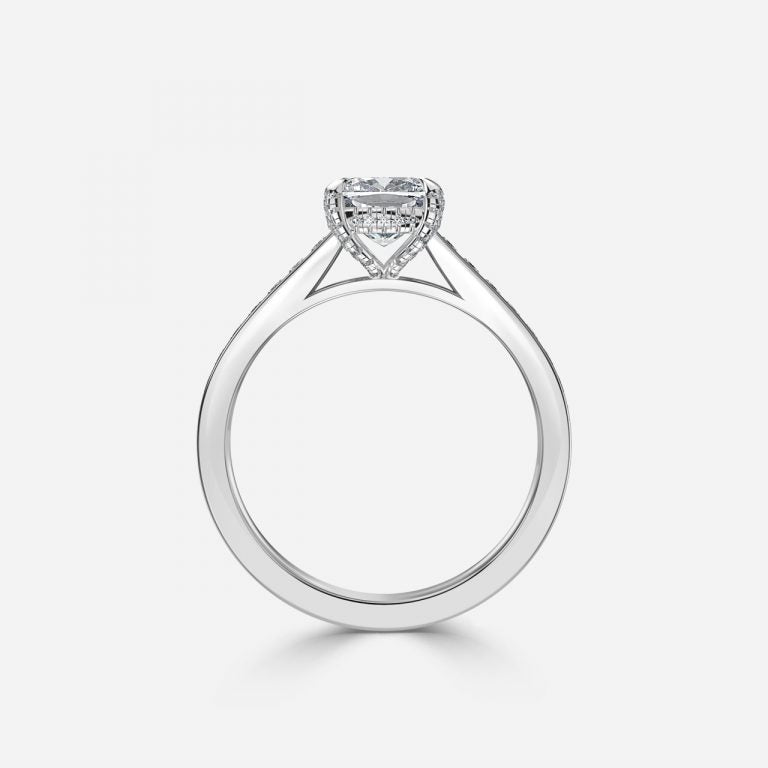 Mithrial Cushion Hidden Halo Lab Created Diamond Engagement Ring