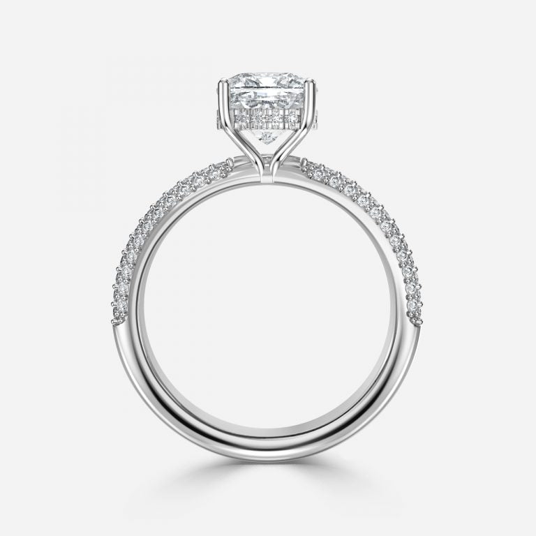Daisy Cushion Hidden Halo Lab Grown Diamond Engagement Ring