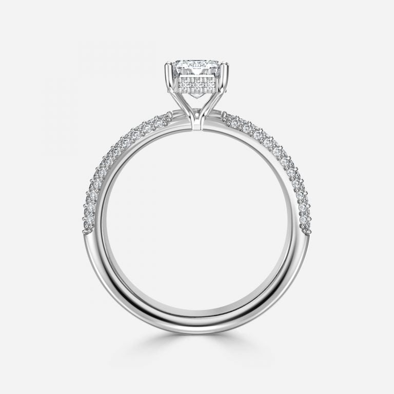 Daisy Emerald Hidden Halo Lab Grown Diamond Engagement Ring