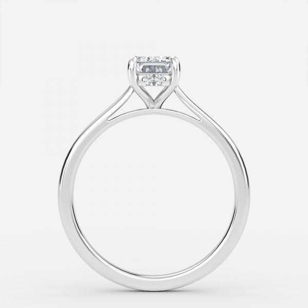 Hazal Emerald Hidden Halo Lab Grown Diamond Engagement Ring