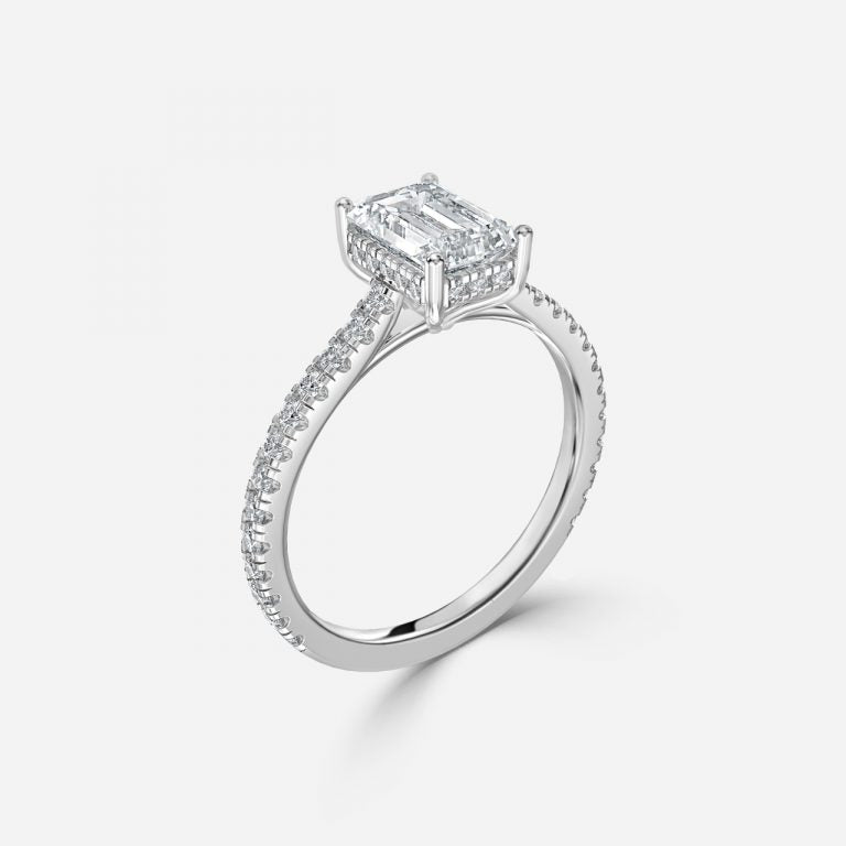 Nanami Emerald Hidden Halo Lab Grown Diamond Engagement Ring