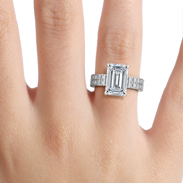Kiana Emerald Hidden Halo Lab Grown Diamond Engagement Ring